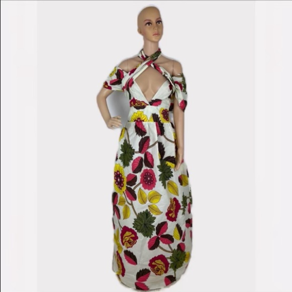 Floral Print Ankara Infinity Maxi Dress